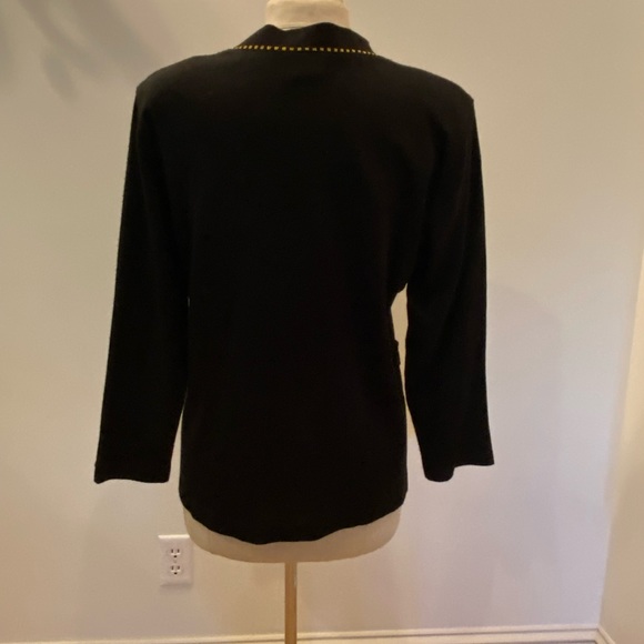 Cathy Daniels Womens Classic  Black Cardigan w Gold Buttons & Detailing / Size S - Picture 6 of 13